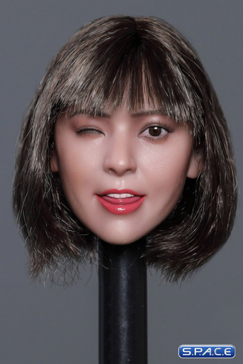 1/6 Scale Bai Ling Head Sculpt (short dark brown hair)