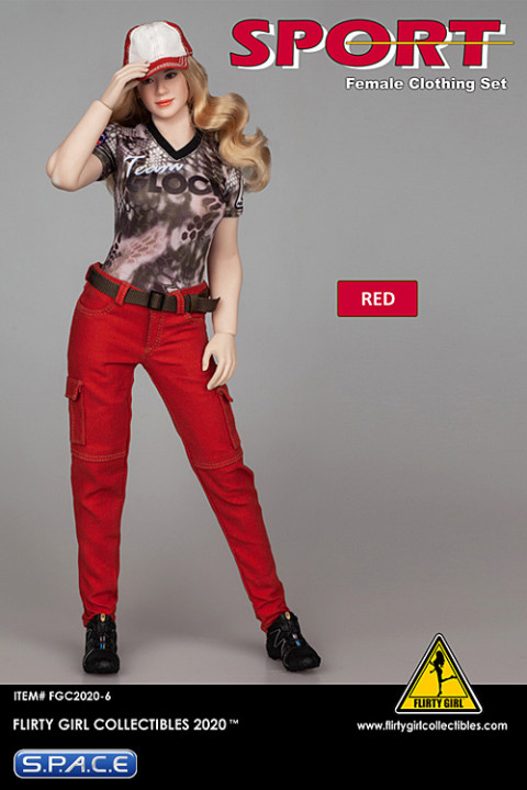 1/6 Scale Female Clothing Set with cargopants (red)