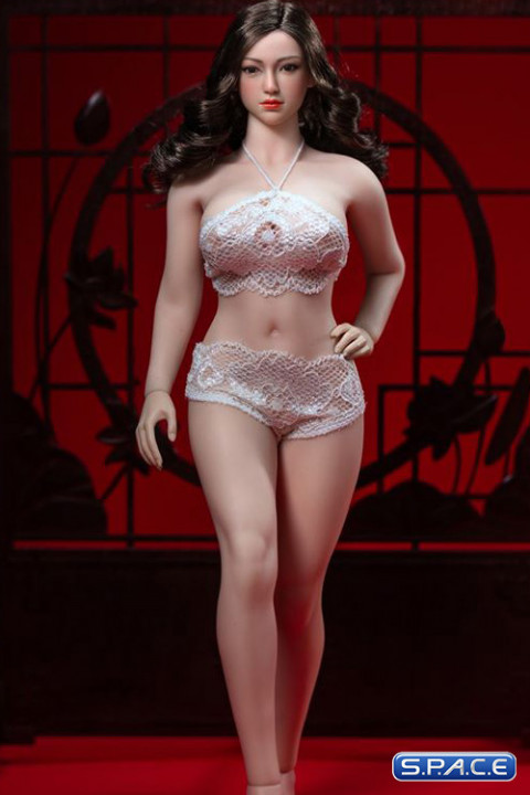 1/6 Scale female super-flexible seamless curvy pale Body with large breast and head sculpt