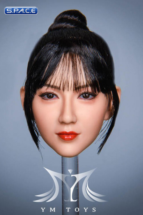 1/6 Scale Saki Head Sculpt (black hair with Messy Bun)