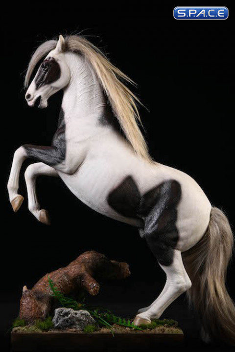 1/12 Scale rising Hanoverian Warmblood Horse (black & white)