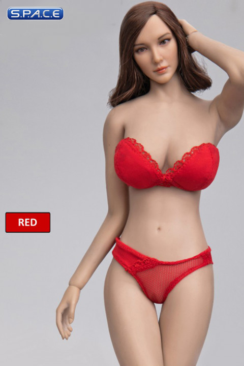 1/6 Scale Strapless Bra and Panty Set (red)