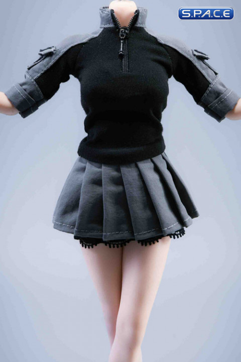1/6 Scale Tennis Skirt with Sweatshirt (grey/black)