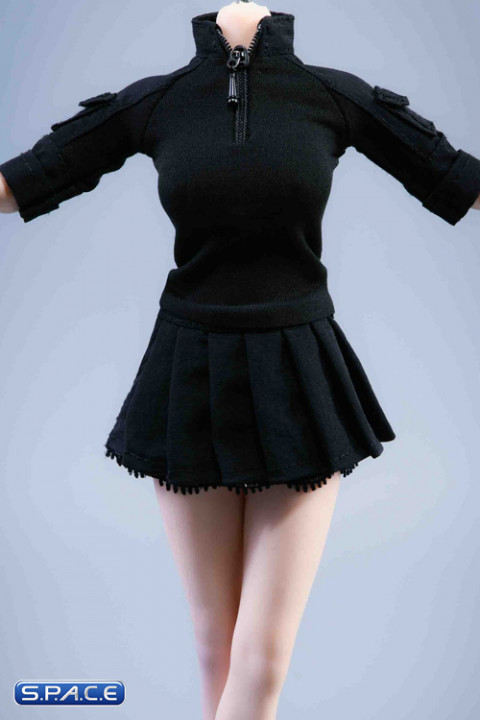 1/6 Scale Tennis Skirt with Sweatshirt (black)