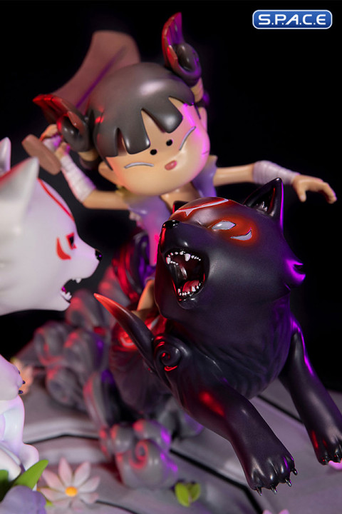 Chibiterasu vs. Dark Chibiterasu & Possessed Kuni Statue (Okamiden)