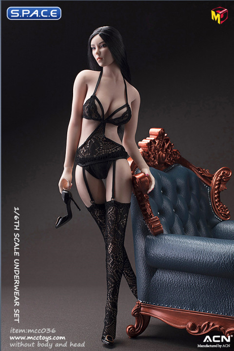 1/6 Scale female exquisite Lingerie Set medium size (black)