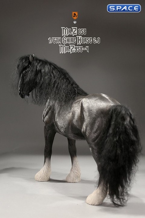 1/6 Scale Shire Horse 2.0 (black / white fetlocks)