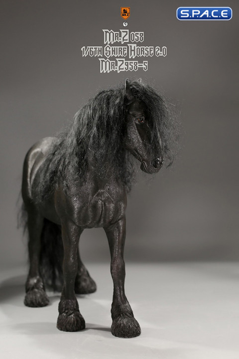 1/6 Scale Shire Horse 2.0 (black / black fetlocks)