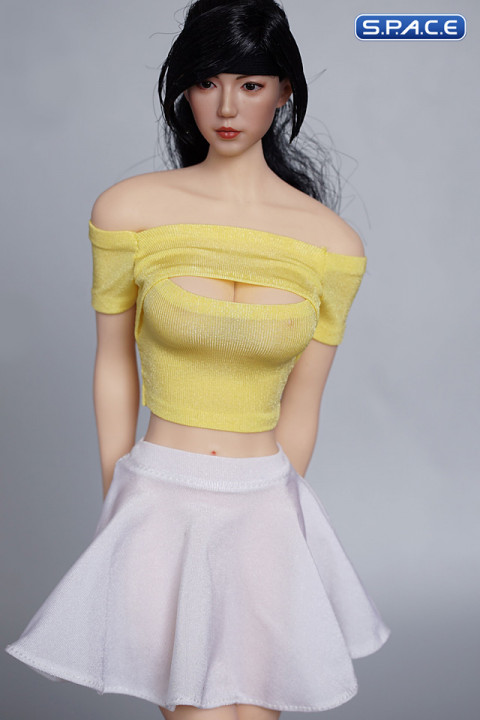 1/6 Scale strapless Top with Skirt (yellow/white)