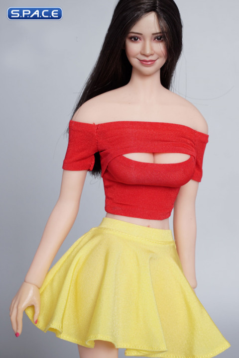 1/6 Scale strapless Top with Skirt (red/yellow)