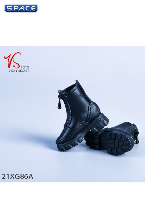 1/6 Scale Womens Platform Sole Ankle Boots (black)