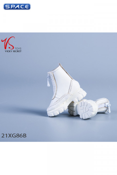 1/6 Scale Womens Platform Sole Ankle Boots (white)