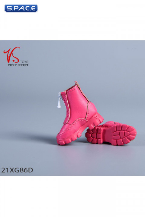 1/6 Scale Womens Platform Sole Ankle Boots (pink)