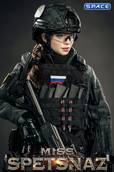 1/6 Scale Miss Spetsnaz with black Vest - MCB Camouflage Russian Combat Women Soldier