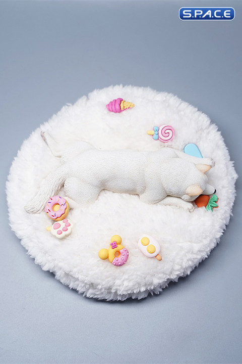 1/6 Scale Shiba Inu - sleeping on stomach (white)