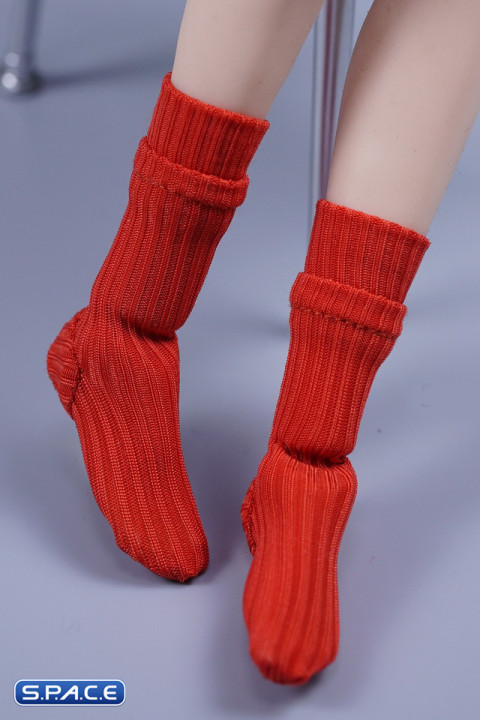 1/6 Scale unisex fashion printed Socks (red)