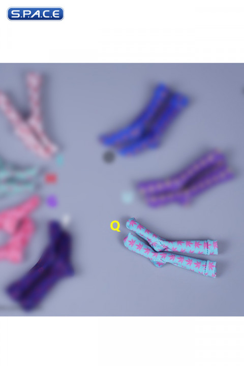 1/6 Scale unisex fashion printed Socks (patterned light blue)