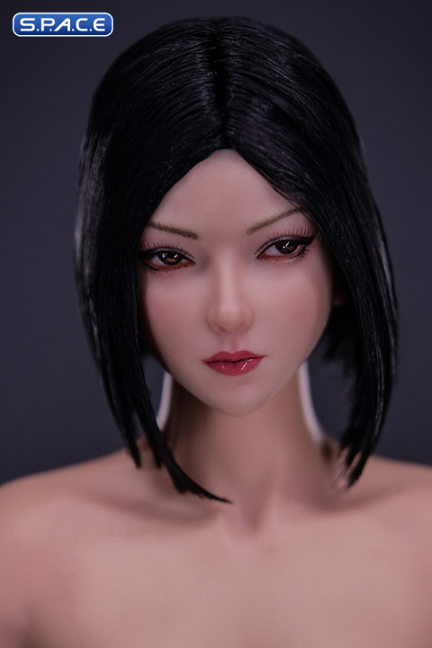 1/6 Scale Natsuki glancing sideways Head Sculpt (black shag)