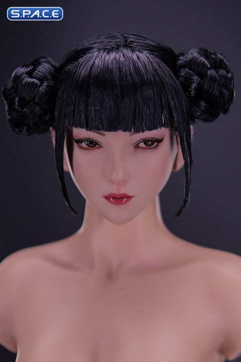 1/6 Scale Natsuki glancing sideways Head Sculpt (black space buns)