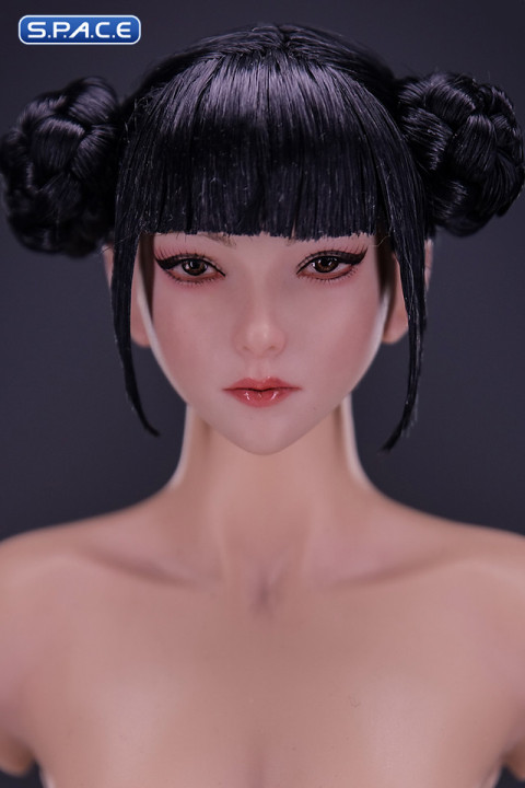 1/6 Scale Natsuki looking straight Head Sculpt (black space buns)