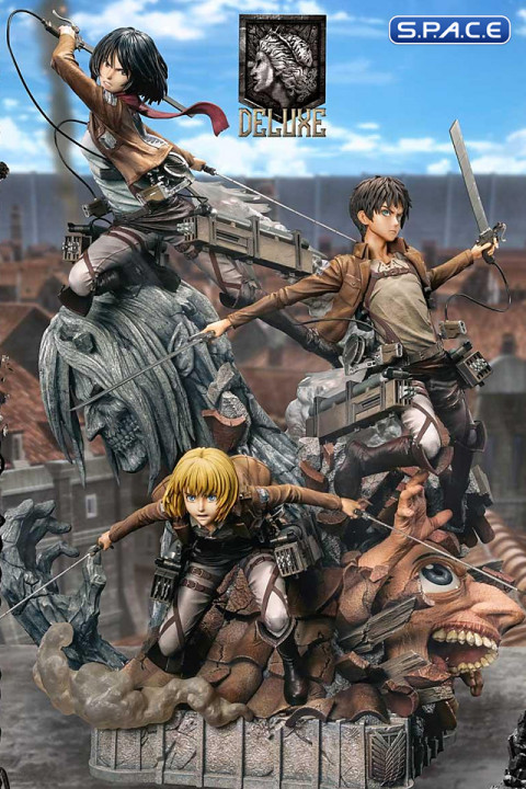 Statuette Eren Mikasa et Armin Premium Masterline Attack on Titan