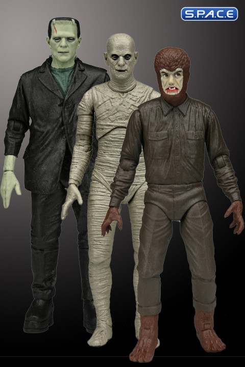 3er Komplettsatz: Retro Glow in the Dark Serie 1 (Universal Monsters)