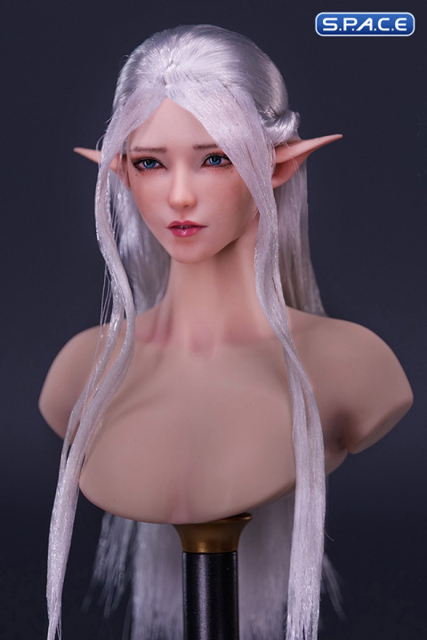 1/6 Scale Elf Twin Ai Head Sculpt (white hair)