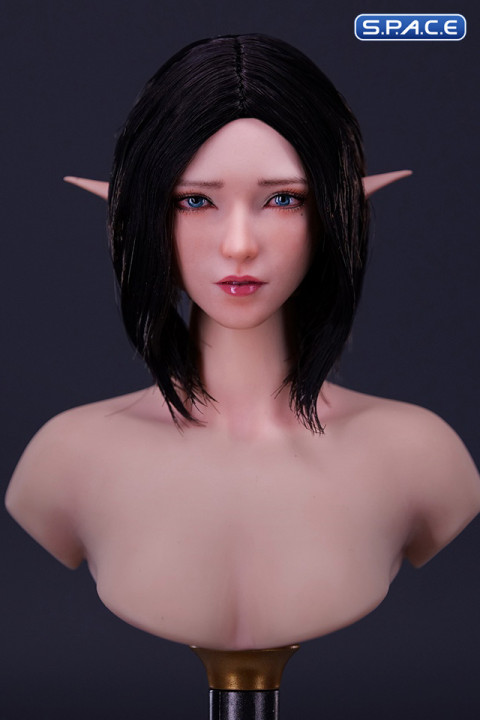 1/6 Scale Elf Twin Ai Head Sculpt (black hair)