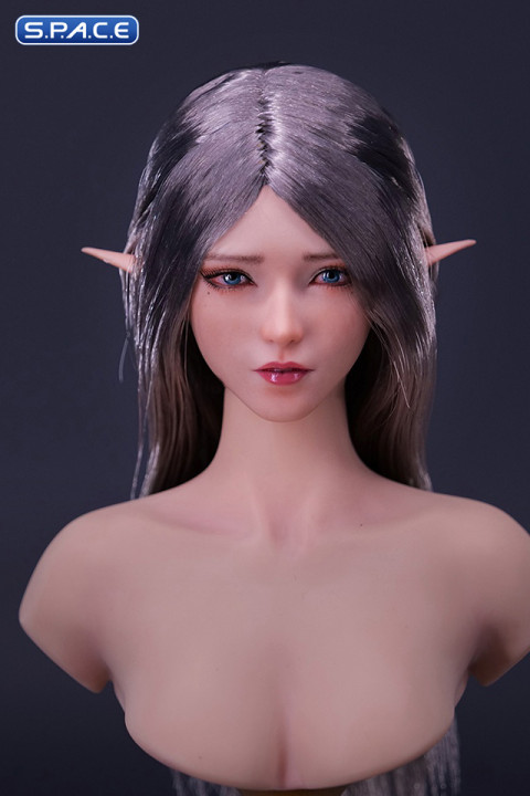 1/6 Scale Elf Twin Ai Head Sculpt (silver hair)