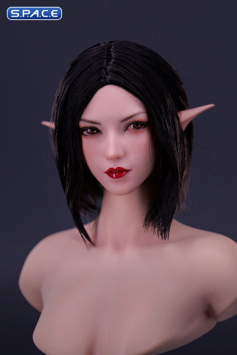1/6 Scale Elf Twin Mei Head Sculpt (black hair)