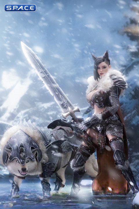1/6 Scale female Berserker & Snow Wolf (Cold Winter Wolf)