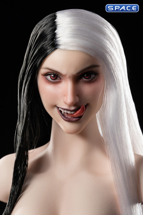 1/6 Scale Vampire Lady Head Sculpt (black & white hair)