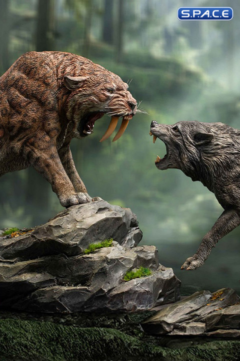 Smilodon & Dire Wolf Statue Set (Wonders of the Wild)