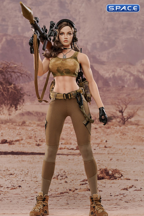 1/6 Scale Desert Female Soldier Thalia - brown hair Version