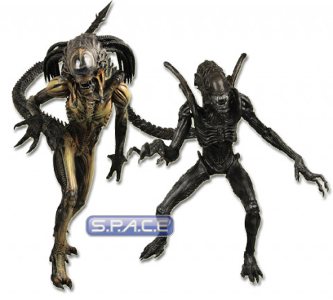 Set of 2: Alien Warrior & PredAlien Hybrid (Alien vs. Predator Requiem Series 1)