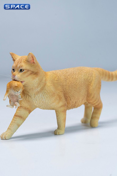 Domestic Cat with Kitten Statue (red)