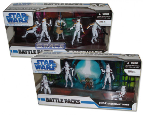 Set of 2 : Yoda & Obi-Wan Battle Pack (Clone Wars)