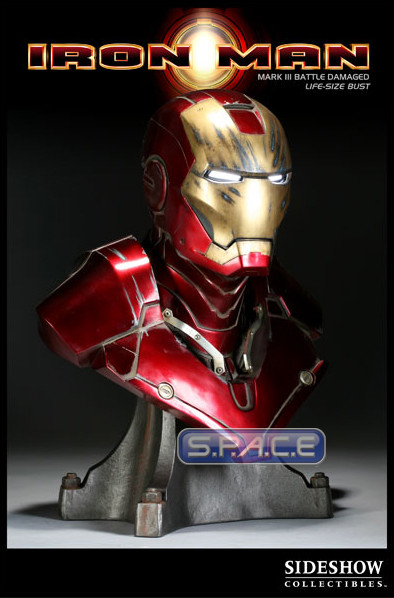 1:1 Iron Man Mark 3 Battle Damaged Life-Size Bust (Iron Man)