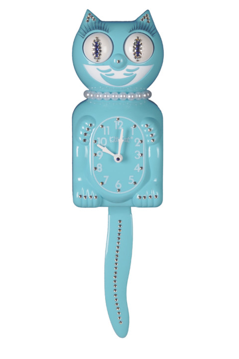Sky Blue Jeweled Lady Kit-Cat Clock (JLBC-26)