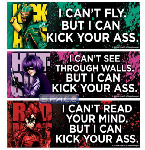 Set of 3 : Bumper Sticker (Kick-Ass)