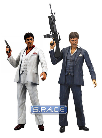 Set of 2 : Tony Montana - White and Blue Suit (Scarface)