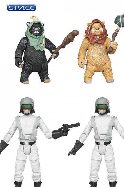 Set of 2: Special Action Figure Set Ewok Scouts & Endor AT-ST Crew (The Vintage Collection)