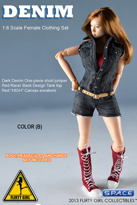 1/6 Scale Female Clothing Set - Denim B (Dark Version)