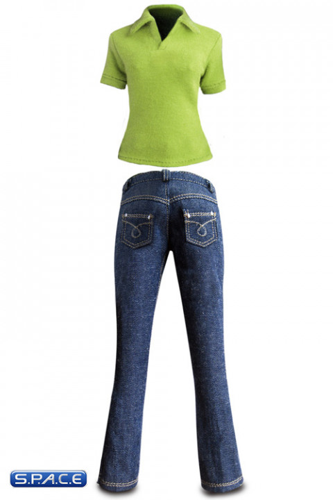 1/6 Scale Female Polo Shirt with Jeans (Boot Cut Style B2)