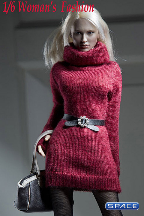 1/6 Scale Womens Fashion Set Turtleneck Red (VCF2009-B)