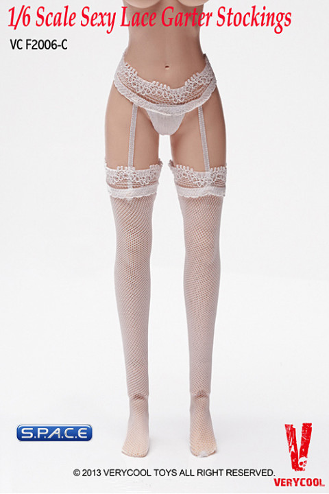 1/6 Scale Sexy Lace Garter Stockings (White)