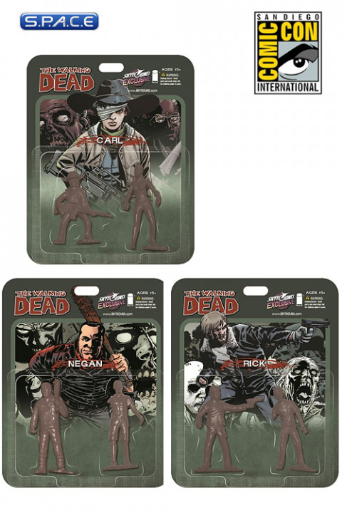 Set of 3: The Walking Dead 2-Pack SDCC 2013 Exclusive (Glow in the Dark)