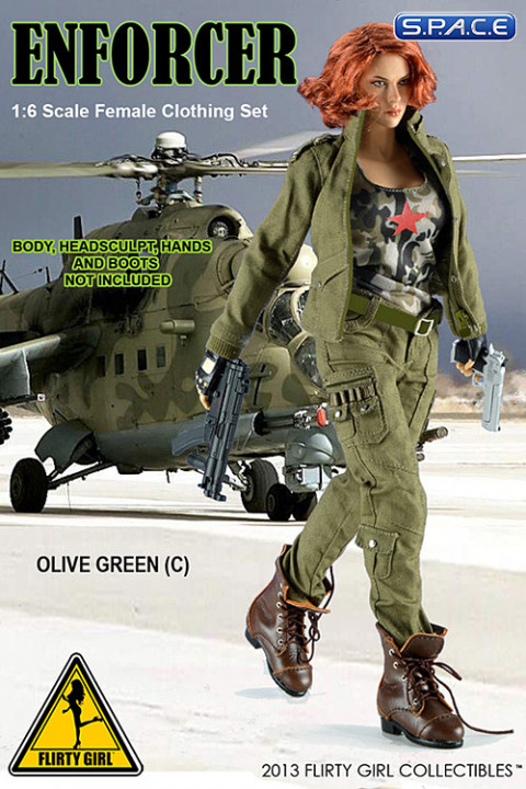 1/6 Scale Female Clothing Set - Enforcer Set C (Olive Green)
