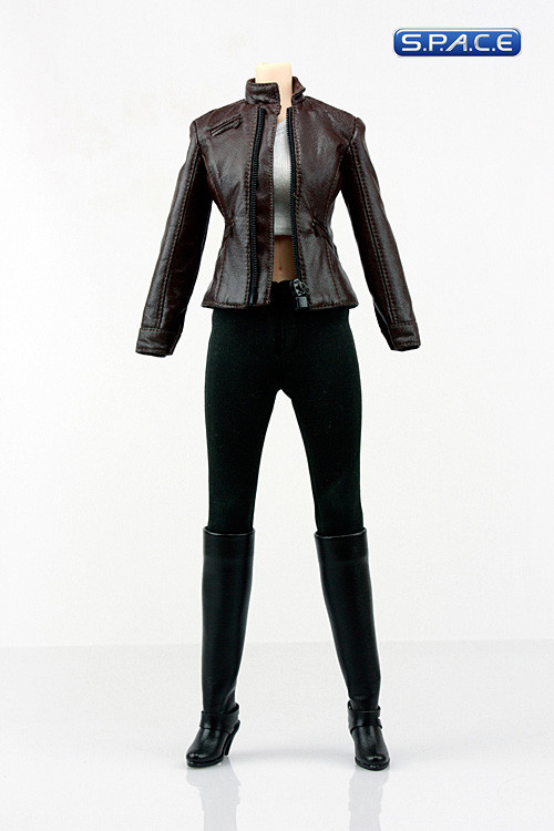 1/6 Scale Modern Women Leather Dress Suit (brown Jacket)