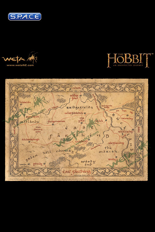 Map of East Farthing - Parchment Art Print (The Hobbit)